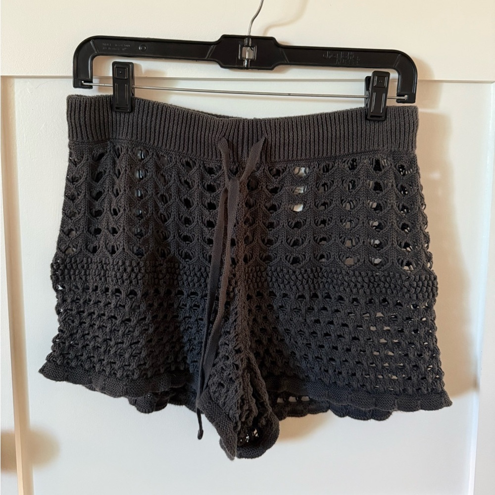 aerie Black Crochet Style Shorts